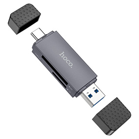 Card Reader Hoco HB45 2-in-1 (USB-Type-C/ SD,TF) 3.0 серый