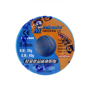 Припой Mechanic TY-V866 0.3 мм 40 г Sn63Pb37 флюс 1-3%
